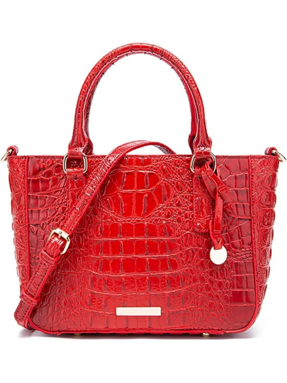 Elegant Crocodile Embossed Leather Tote Bag for Women - Zipper Satchel Purse